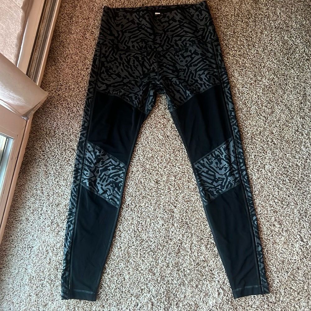 Lululemon zebra print leggings with mesh detail